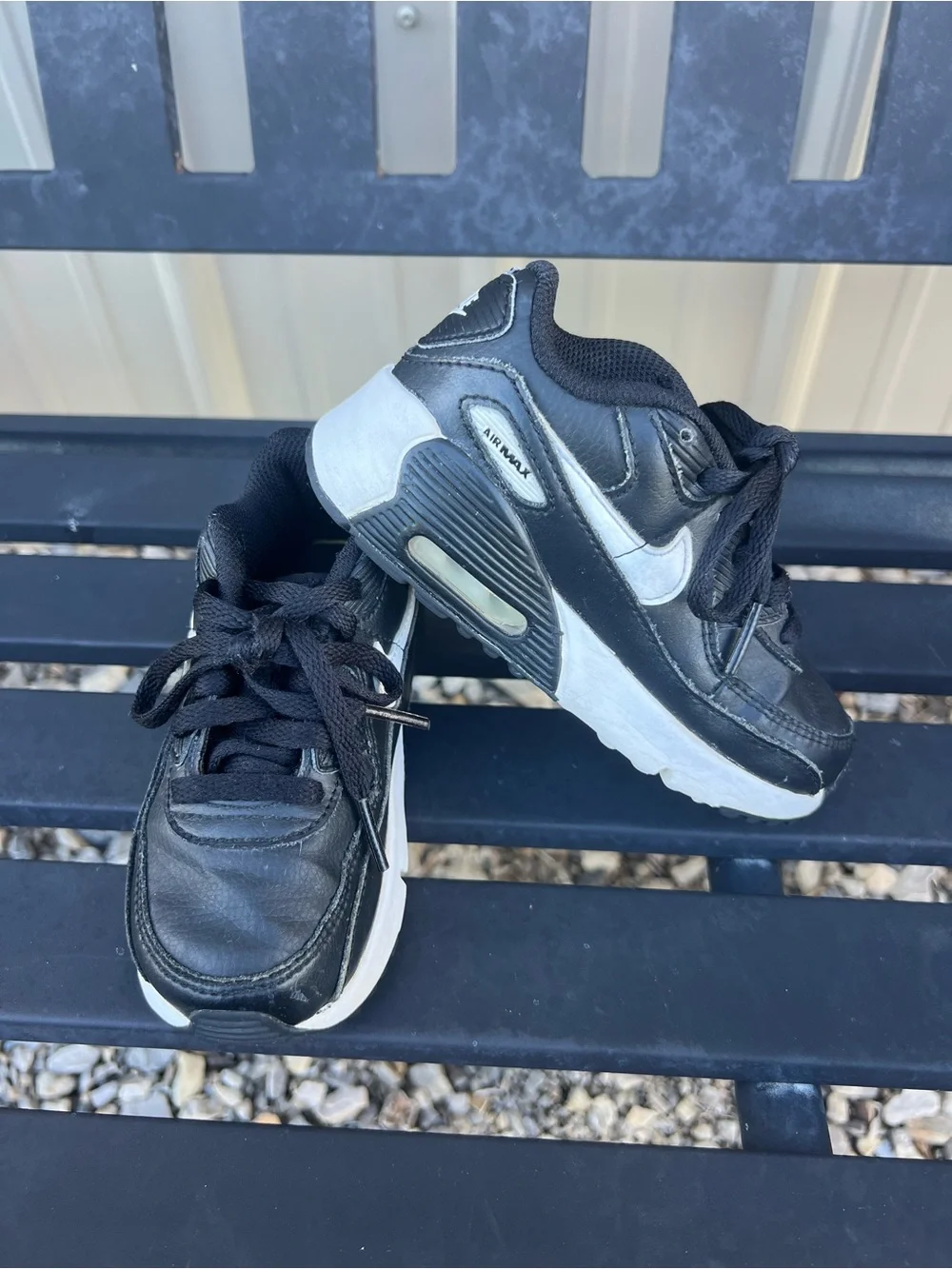 Nike Air Max 90 EasyOn Little Kids' Shoes-Black & White Size 9